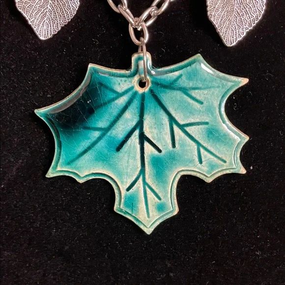 Clay Pendant Necklace & Earring Set OOAK Handmade - Picture 2 of 8